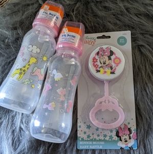 9oz Bottles and Minnie rattle bundle